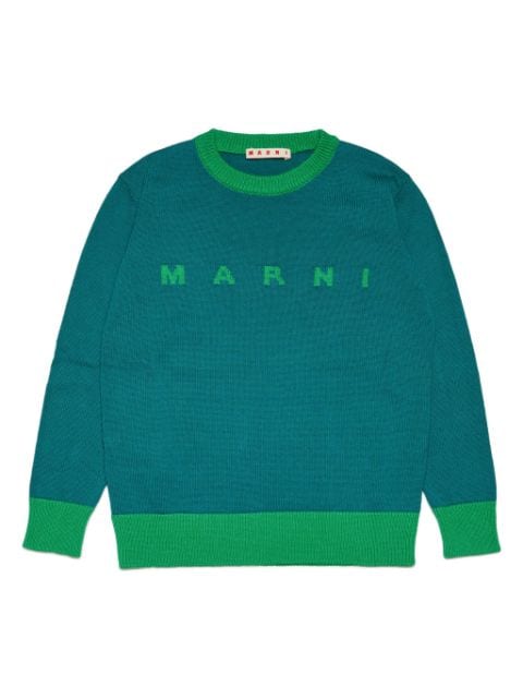 Marni Kids logo-intarsia cotton jumper