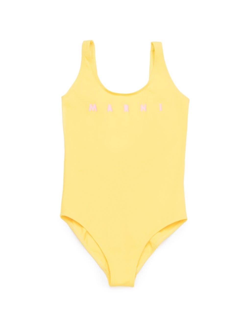 Marni Kids' Logo-appliqué Swimsuit In Yellow