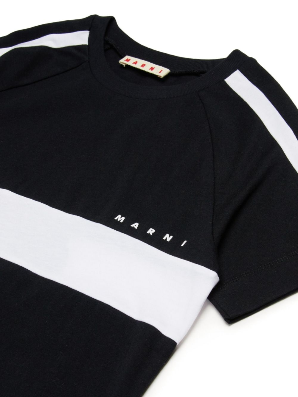 Shop Marni Stripe-detail Cotton T-shirt In Black
