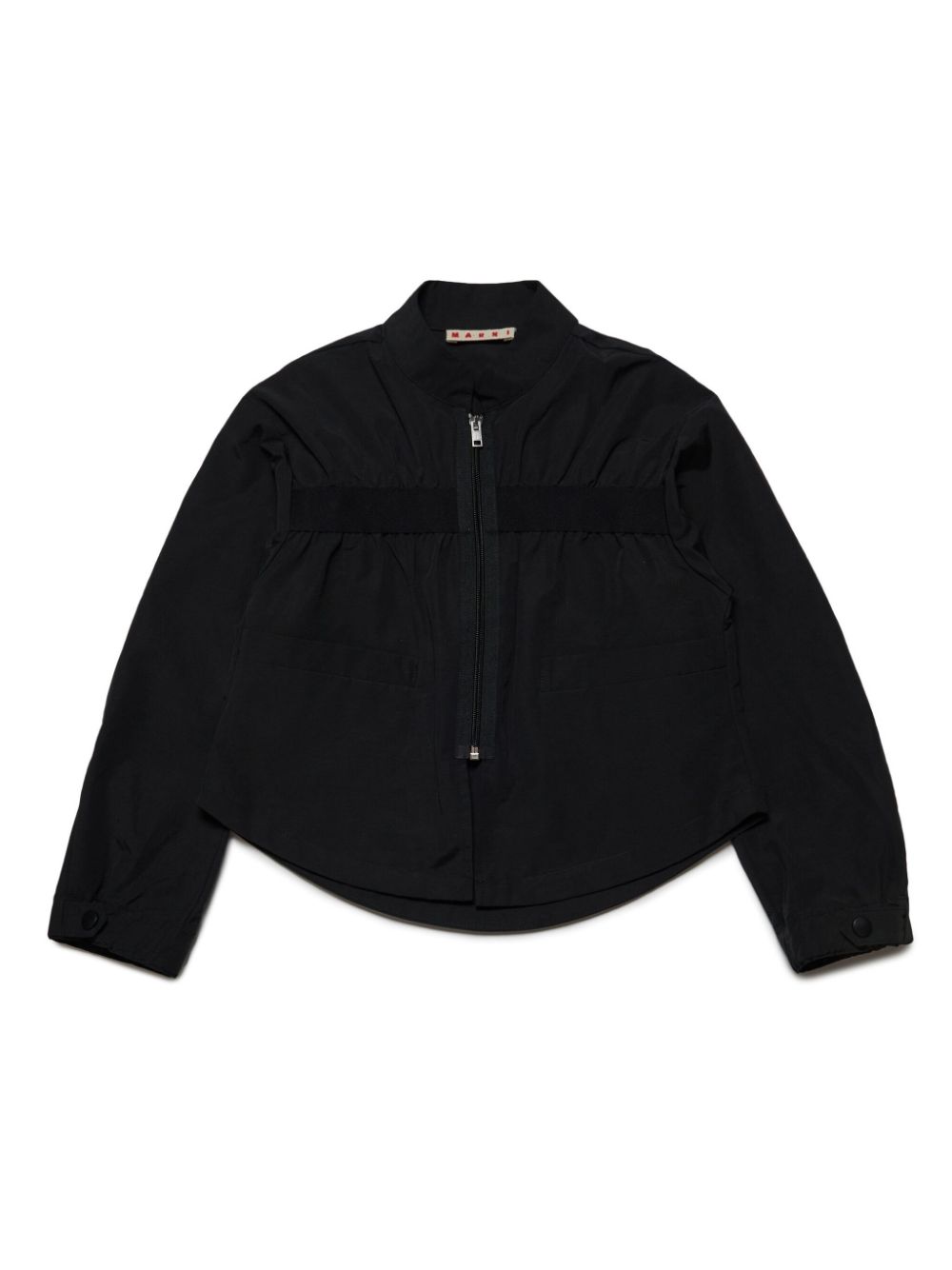 Marni Logo-print Strap Cotton-blend Jacket In Black