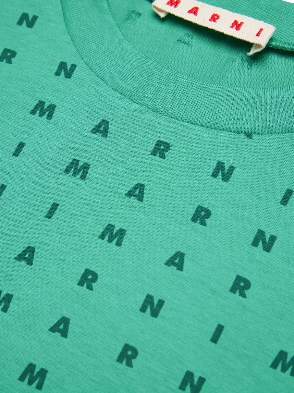 Marni Kids Katoenen T-shirt met logoprint Groen