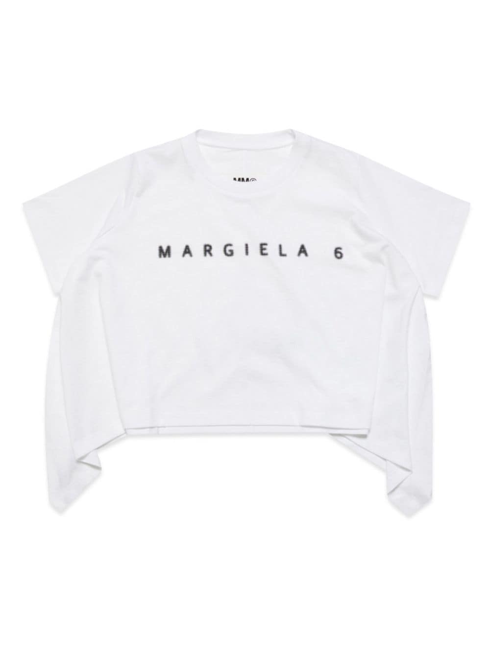 MM6 Maison Margiela Kids Gedrapeerd katoenen T-shirt met logoprint Wit
