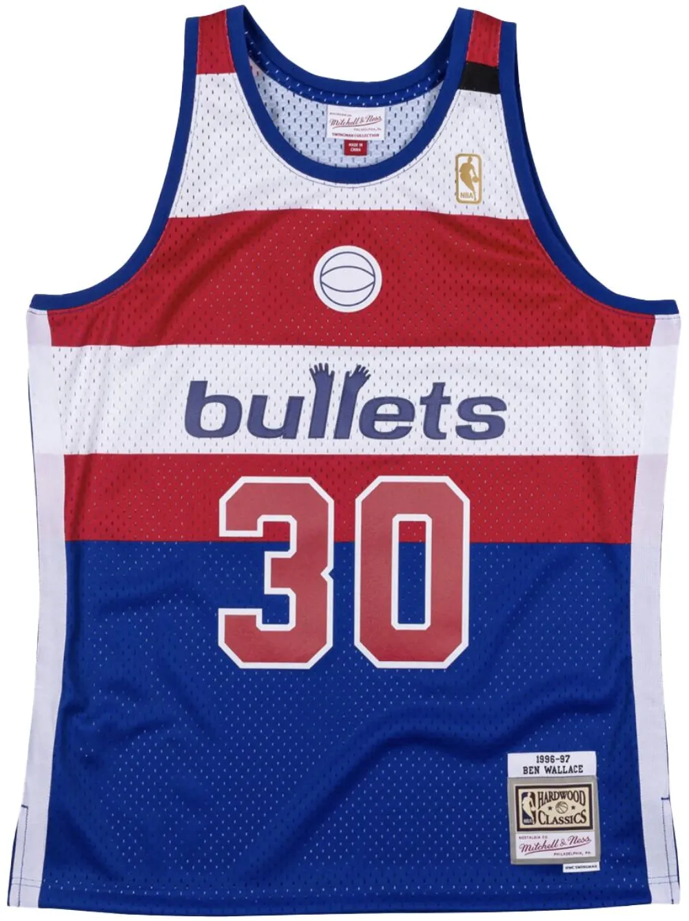 "NBA Washington Bullets 96 Ben Wallace" Swingman jersey vest top