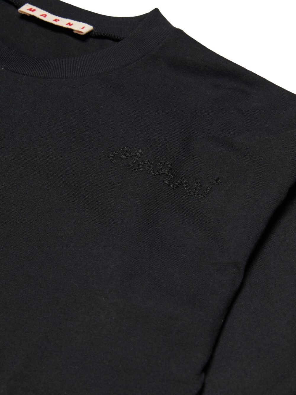Shop Marni Logo-embroidered Cotton T-shirt In Black