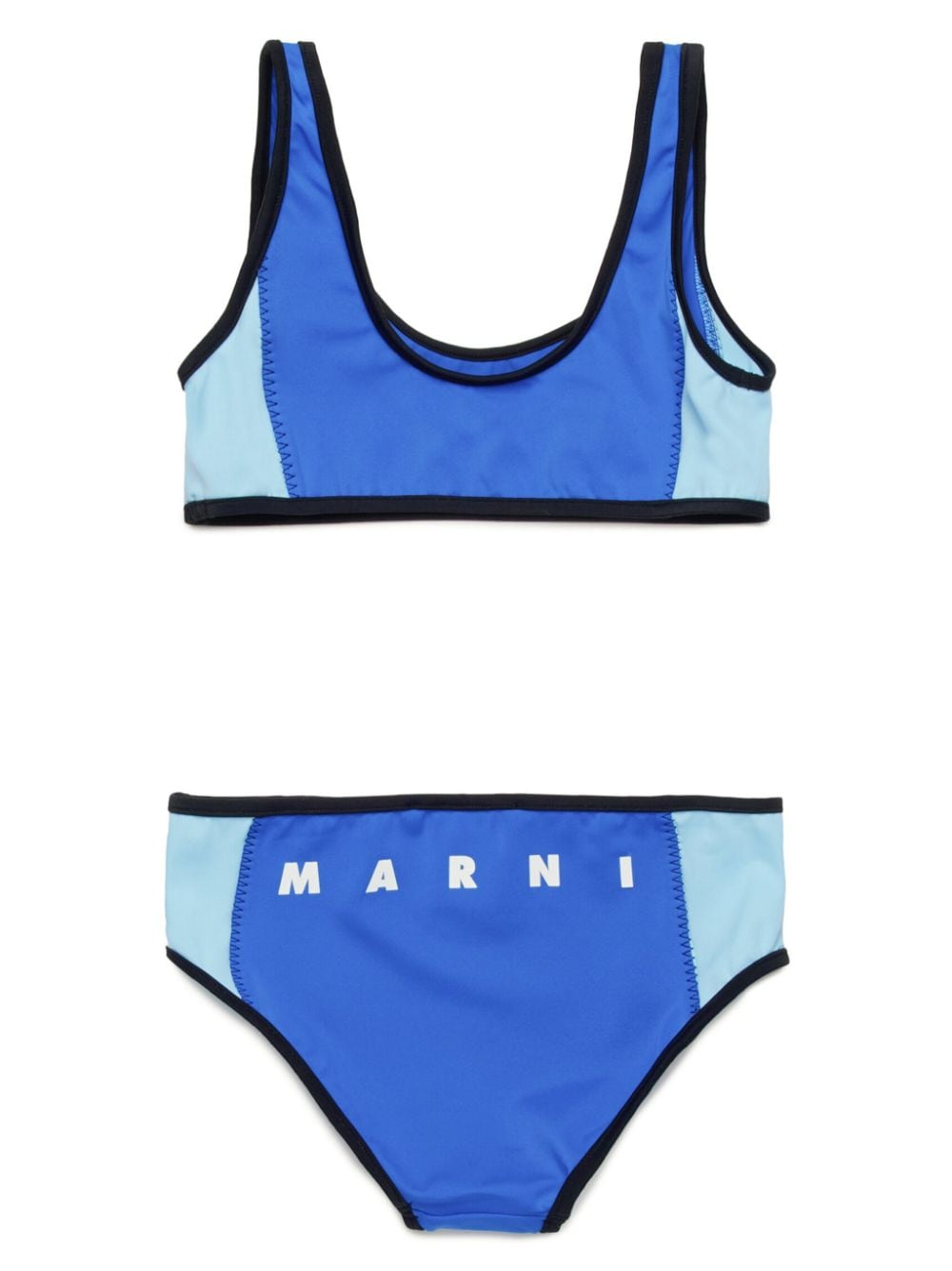 Shop Marni Logo-print Bikini In Blue