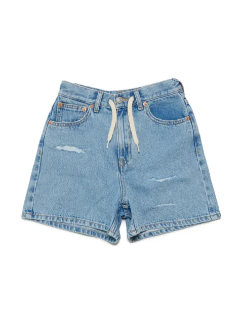 MM6 Maison Margiela Kids شورت جينز بتأثير ممزق وشارة شعار الماركة