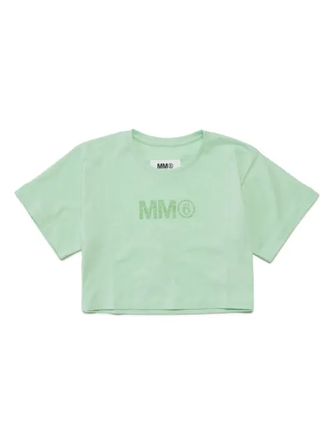 MM6 Maison Margiela Kids glittered-logo cotton T-shirt