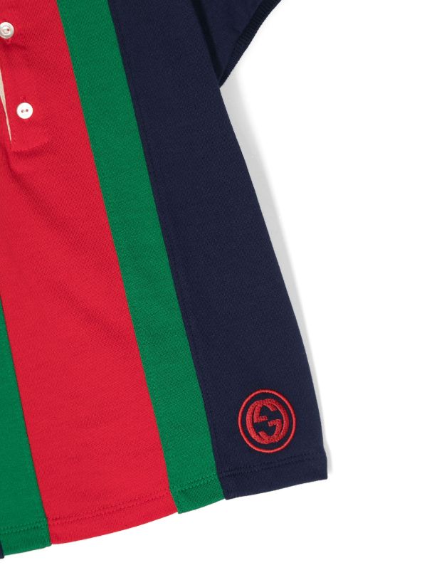 Gucci Kids Web stripe Cotton Polo Shirt Blue FARFETCH AE