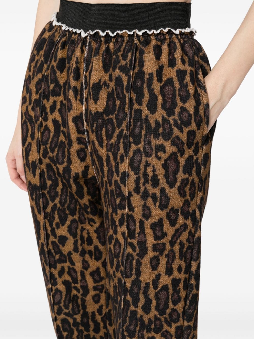 Shop Undercover Leopard-intarsia Cotton Trousers In Black