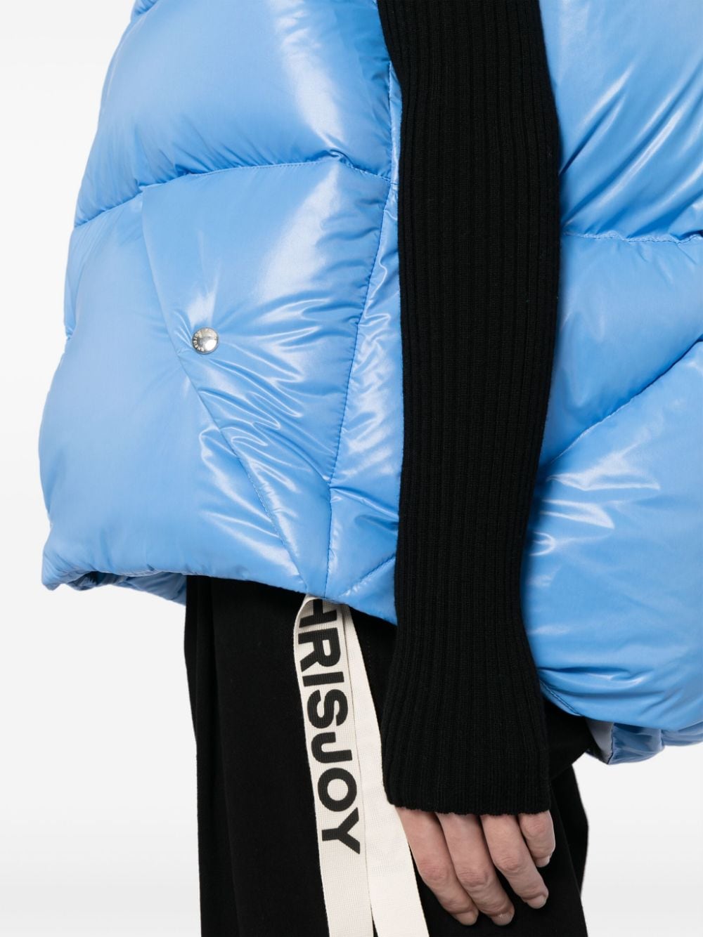 Shop Khrisjoy Logo-tape Shiny Puffer Gilet In Blue