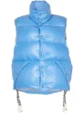 Khrisjoy logo-tape shiny puffer gilet - Blue