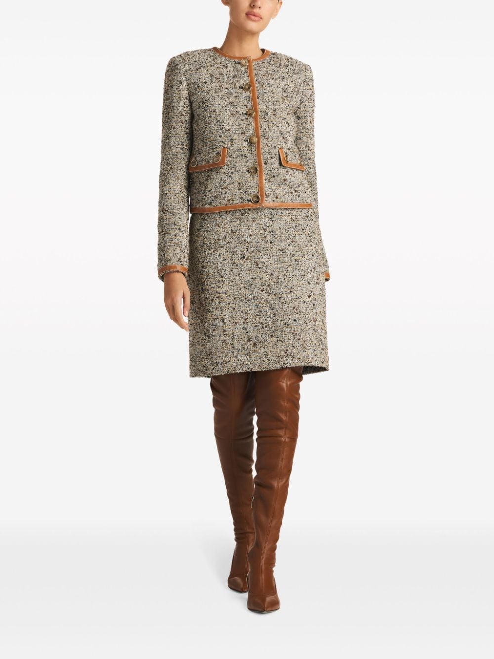 St. John collarless boucle tweed jacket - Beige