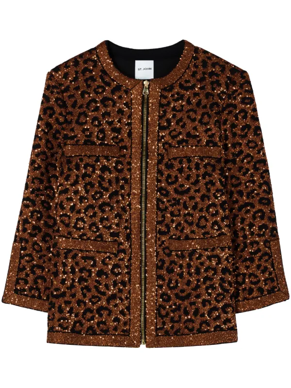 St. John leopard print sequin embellished Jacket Farfetch