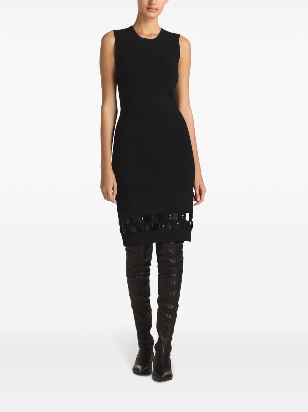 St. John cut-out round-neck midi dress - Zwart