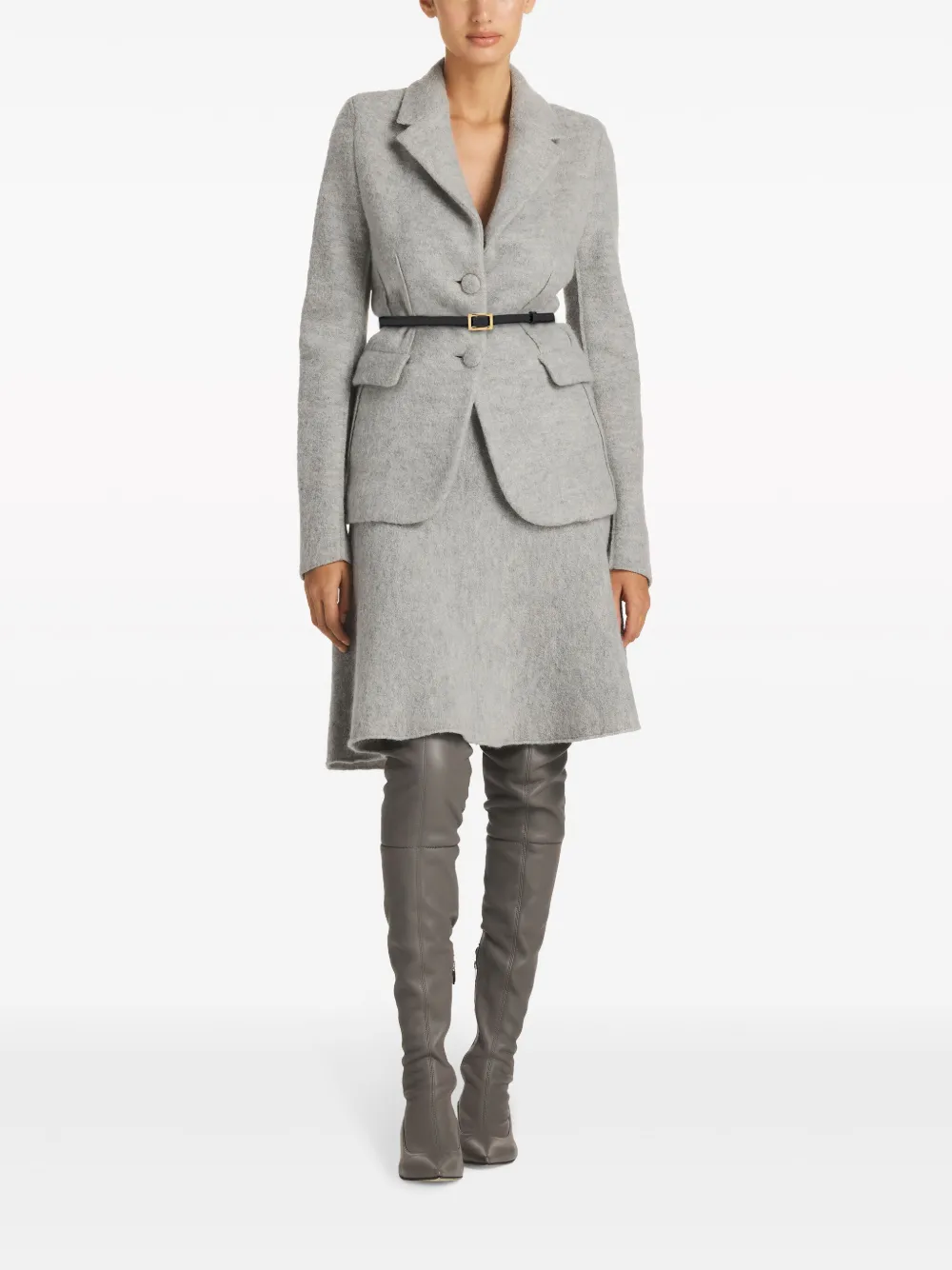 St. John brushed-effect belted blazer - Grijs