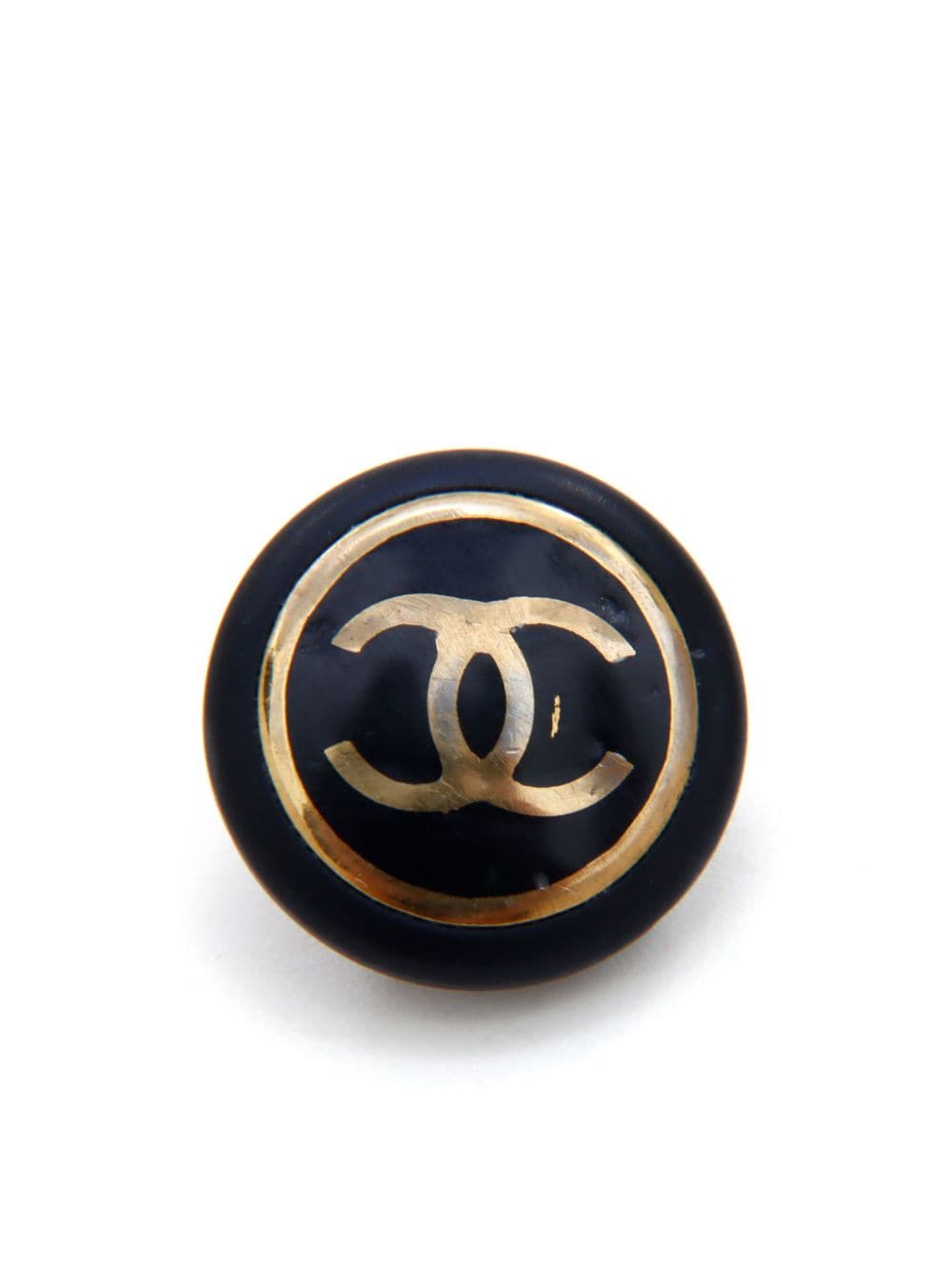 Pre-owned Chanel Cc 纽扣形夹扣式耳环（1996年典藏款） In Black