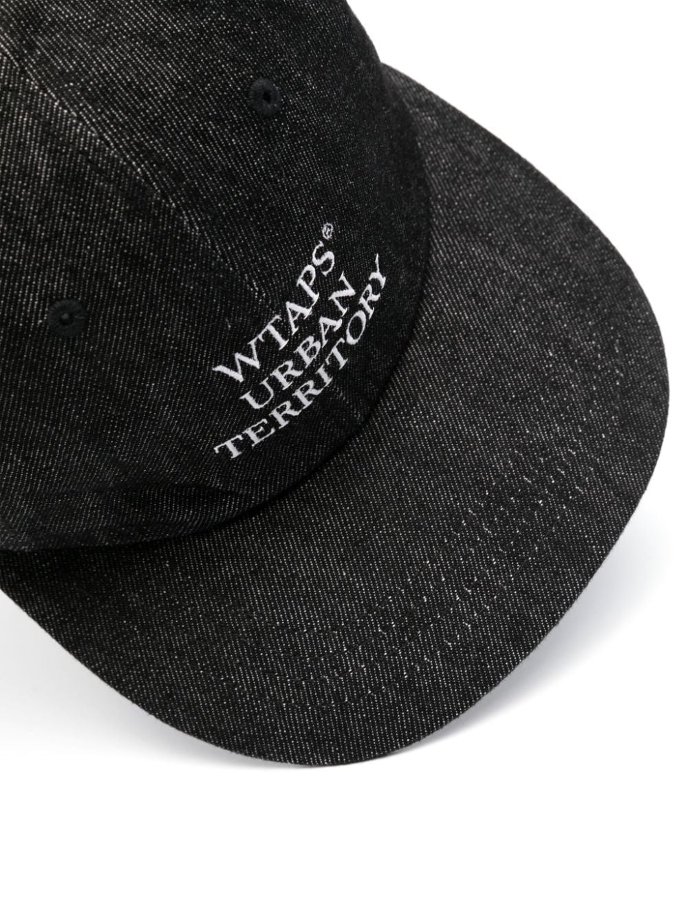 Shop Wtaps Logo-embroidered Denim Cap In Black