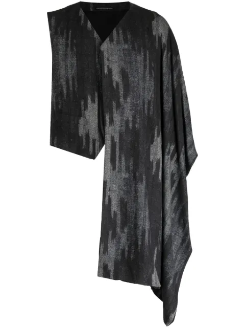 Yohji Yamamoto graphic-print textured asymmetric vest