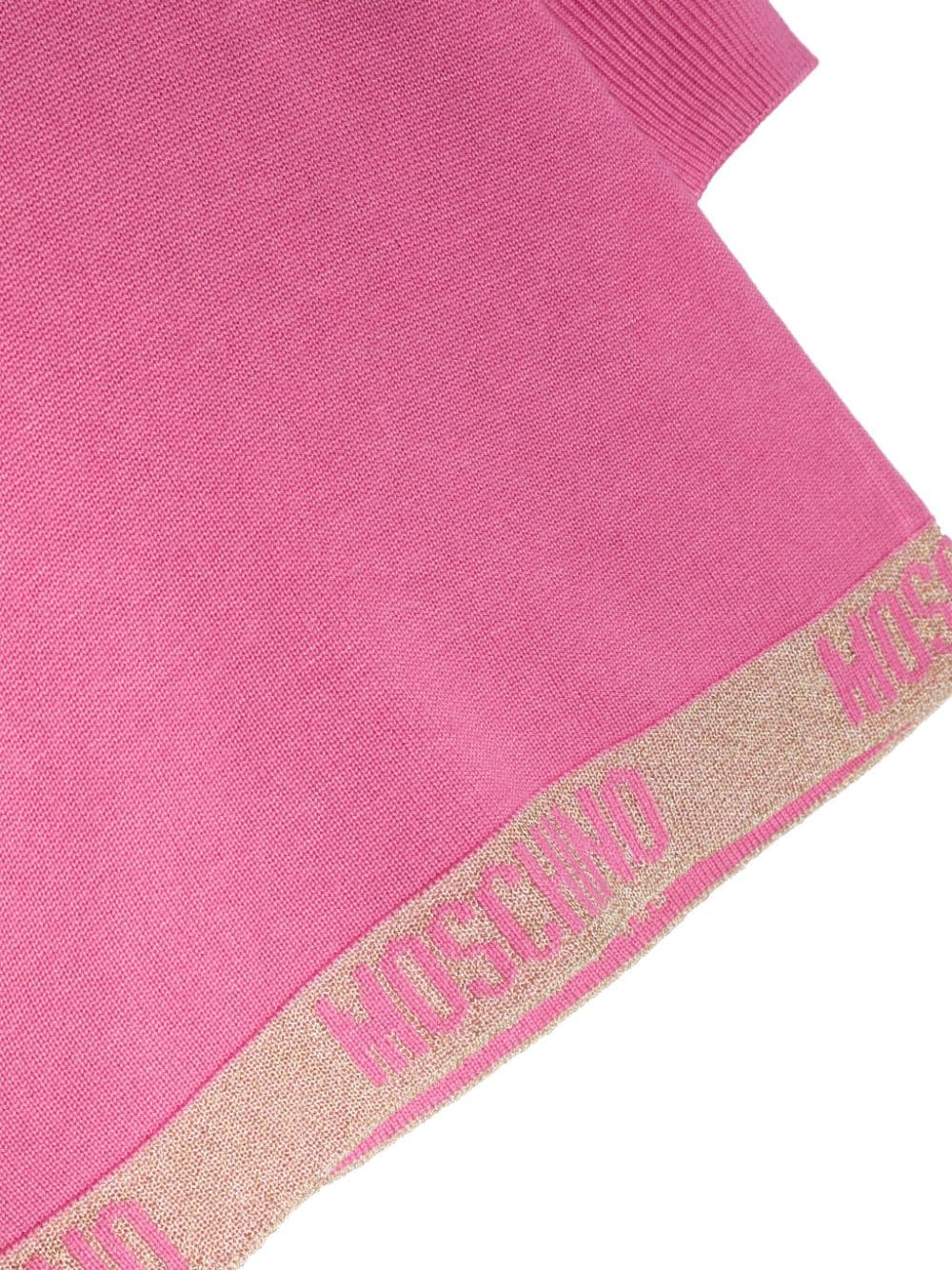 Shop Moschino Logo-jacquard Fine-knit Dress In Pink