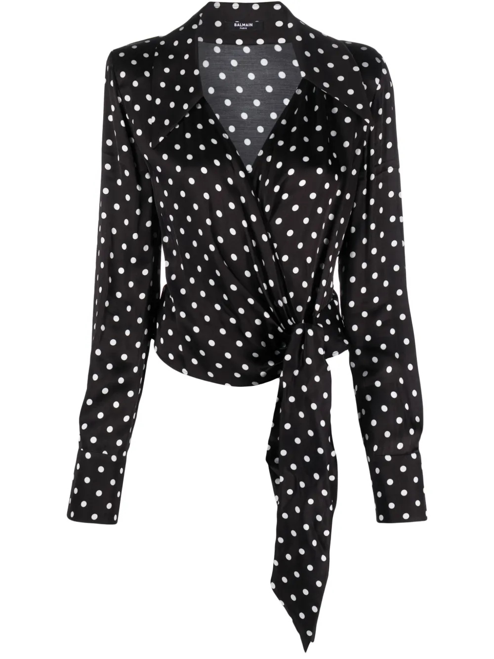 Balmain polka-dot wrap blouse – Black