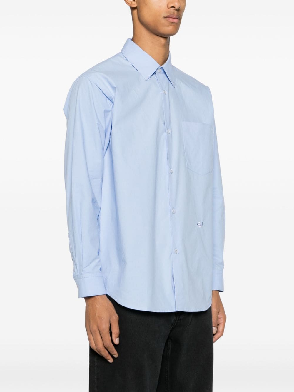 Shop Eytys Logo-embroidered Cotton Shirt In Blue