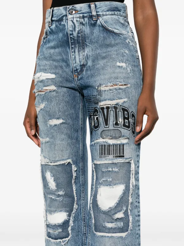 Dolce & Gabbana Calça Jeans Reta Efeito Destroyed | Azul | FARFETCH BR