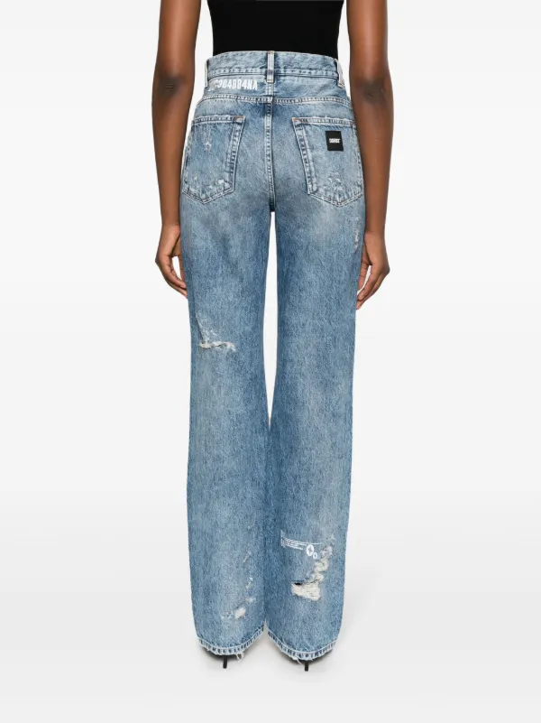 Dolce & Gabbana Calça Jeans Reta Efeito Destroyed | Azul | FARFETCH BR