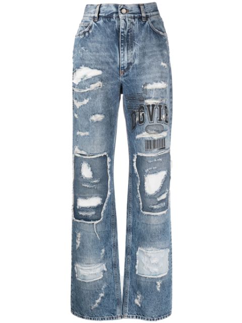 Dolce & Gabbana distressed straight-leg jeans