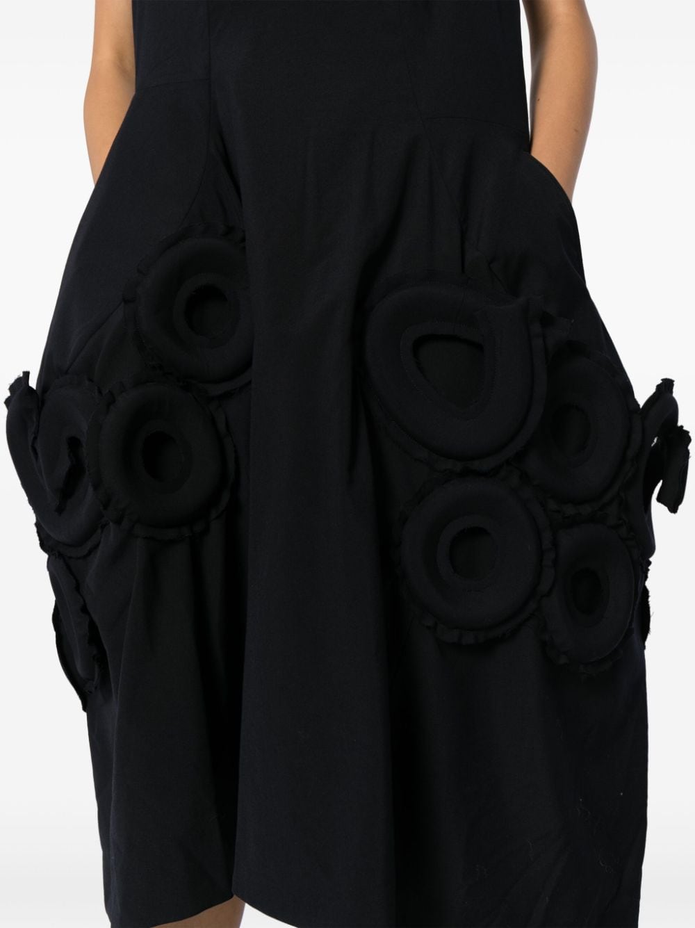 Shop Comme Des Garçons Voluminous Wool Midi Dress In 黑色