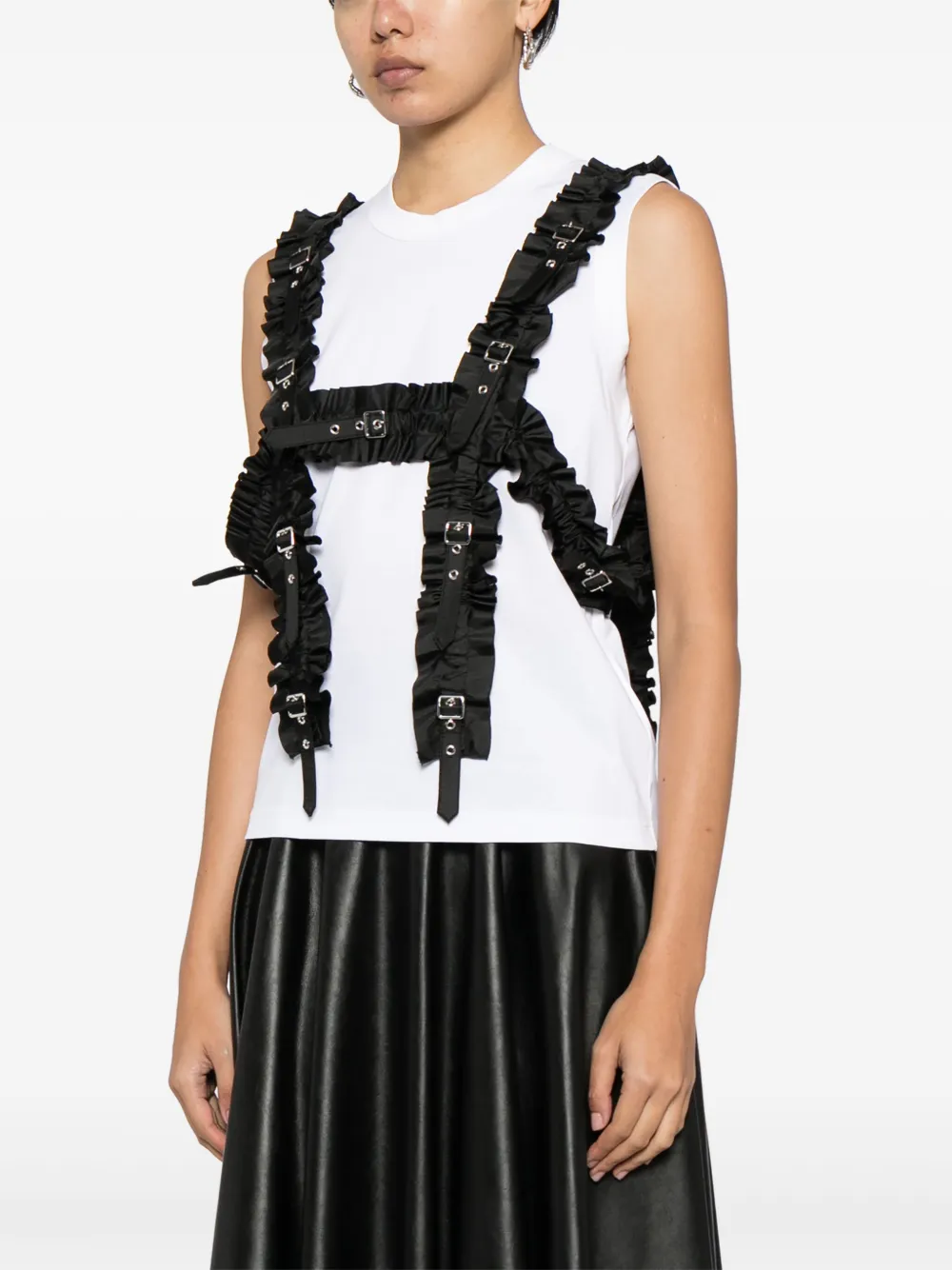 Shop Noir Kei Ninomiya Ruffled Adjustable Harness Top In Black