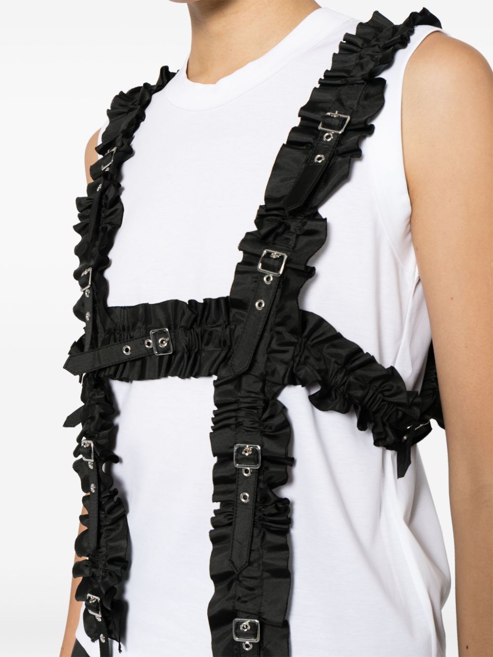 Shop Noir Kei Ninomiya Ruffled Adjustable Harness Top In Black