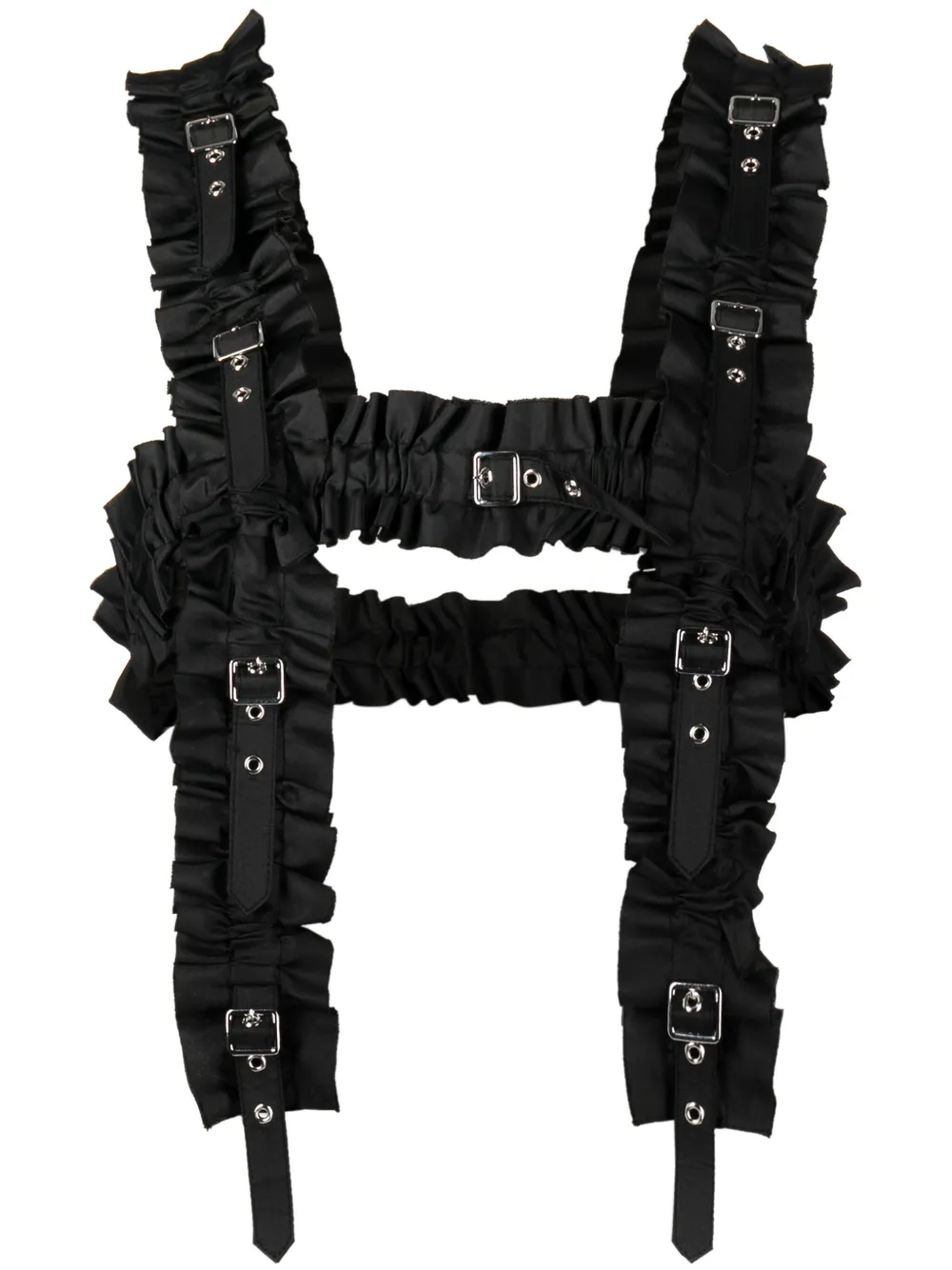 Noir Kei Ninomiya Ruffled Adjustable Harness Top In Black