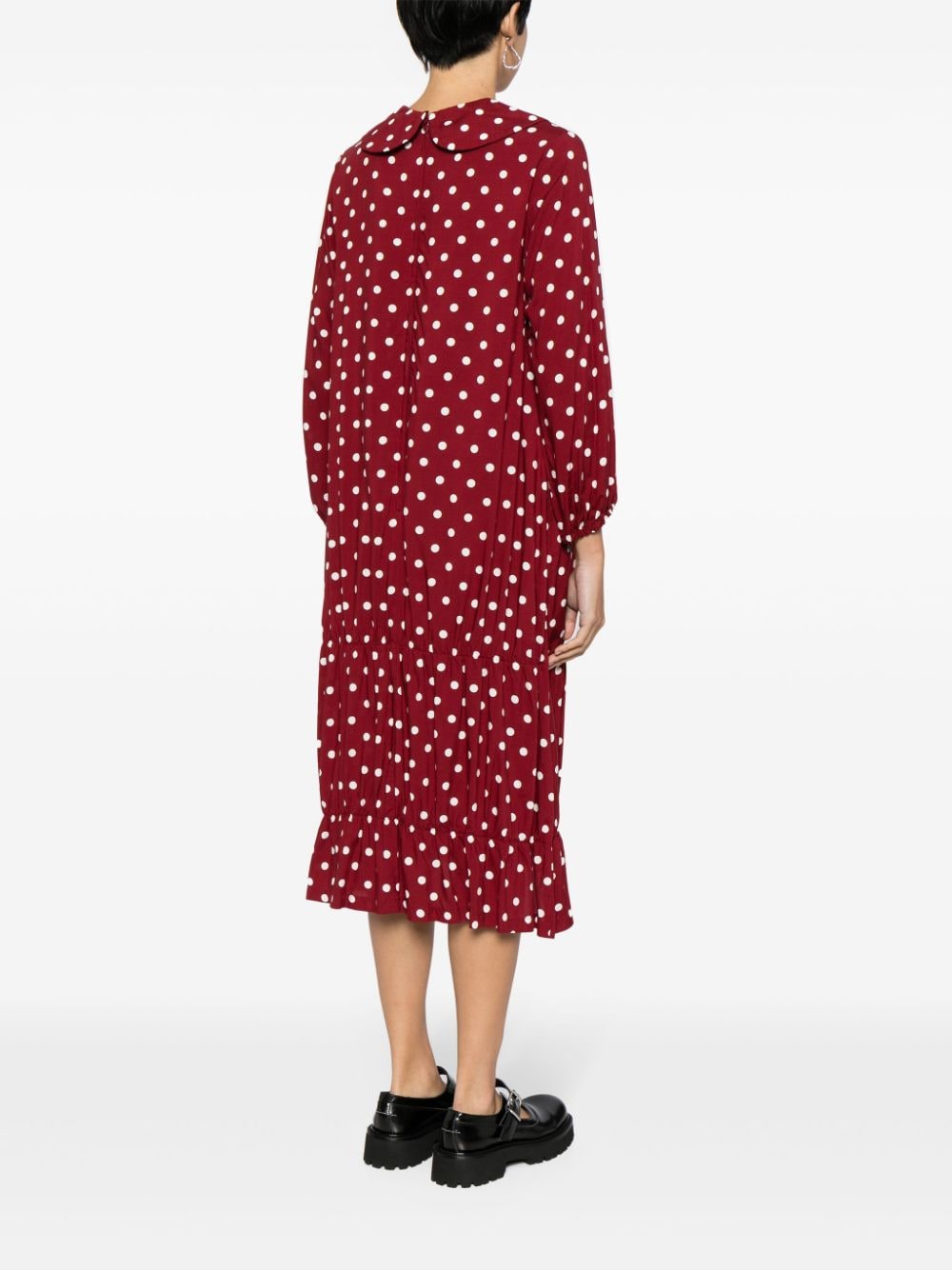 Shop Comme Des Garcons Girl Polka-dot Peter Pan-collar Dress In Red