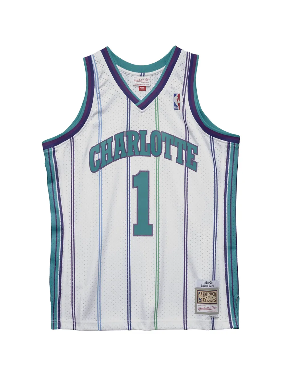 Mitchell & Ness Maglia da basket swingman "NBA Charlotte Hornets 1999 Baron Davis" - Bianco