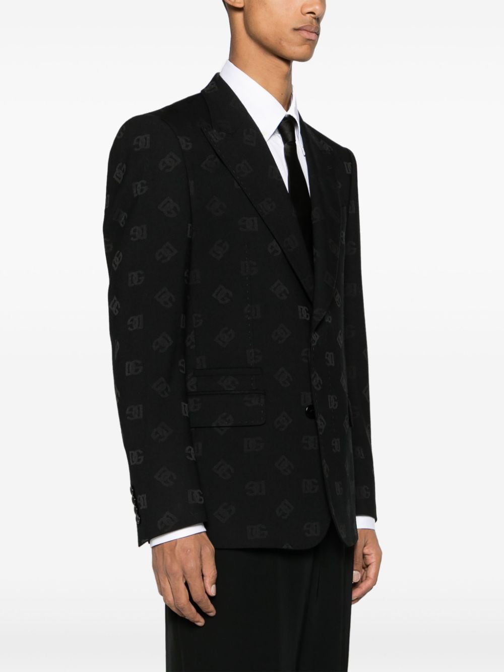 Shop Dolce & Gabbana Dg-jacquard Blazer In Black