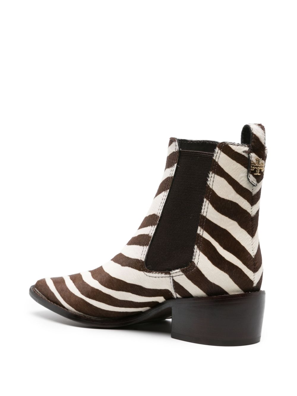 Shop Tory Burch Zebra-print Leather Boots In Brown