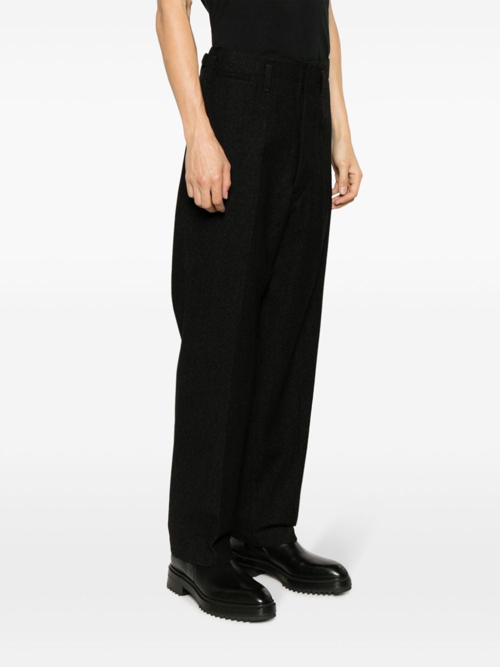Shop Lemaire Straight-leg Virgin Wool-blend Trousers In Black
