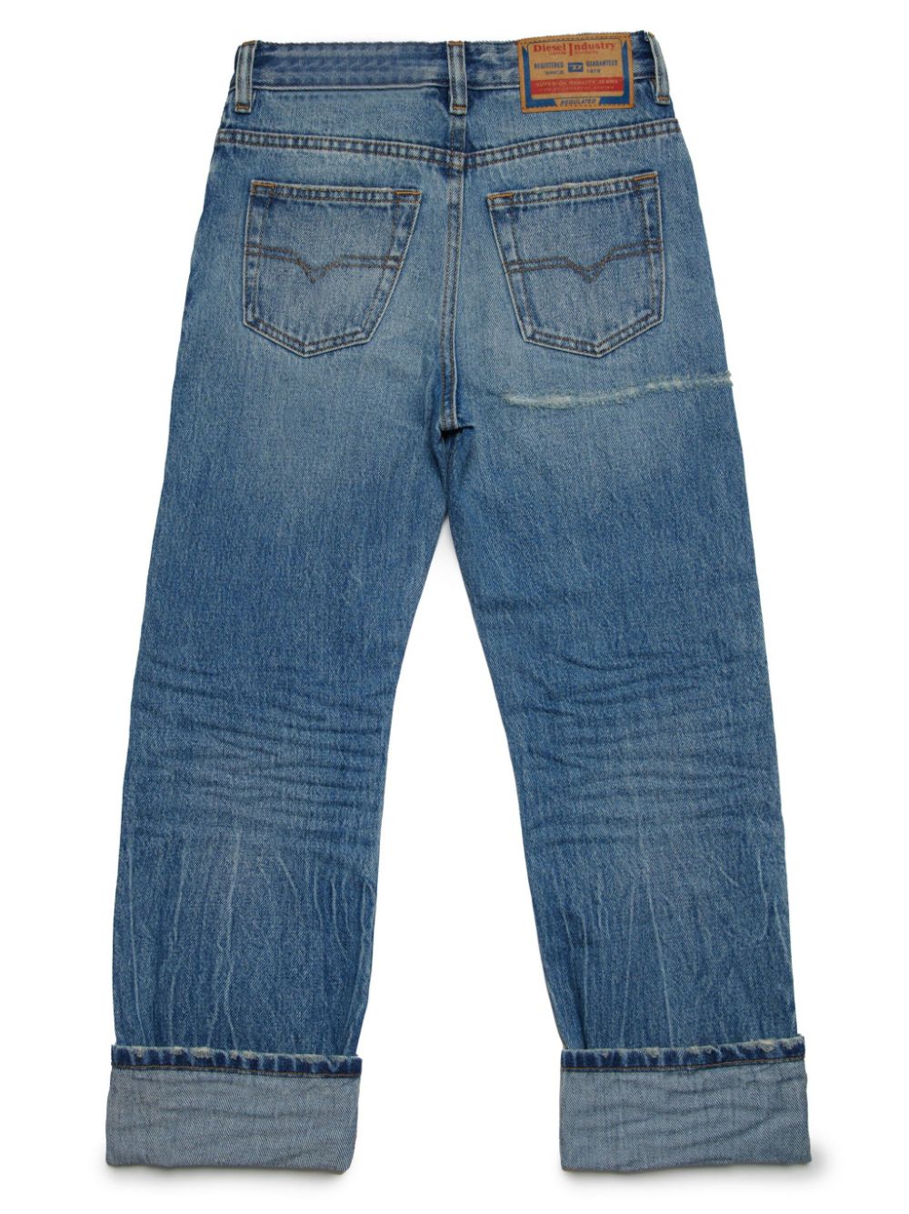 Shop Diesel 1999-j Distressed Straight-leg Jeans In Blue