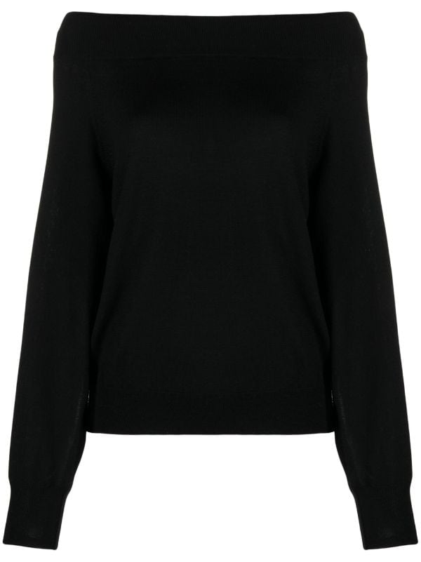 Nude off-shoulder virgin-wool Jumper - Farfetch