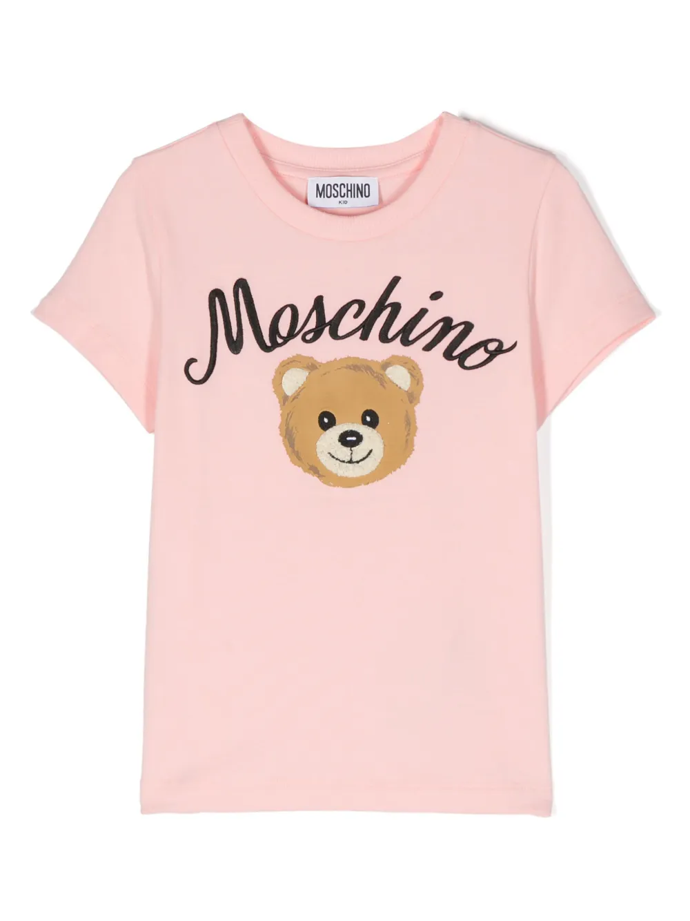 Moschino Kids' Logo-embroidered Cotton T-shirt In Pink