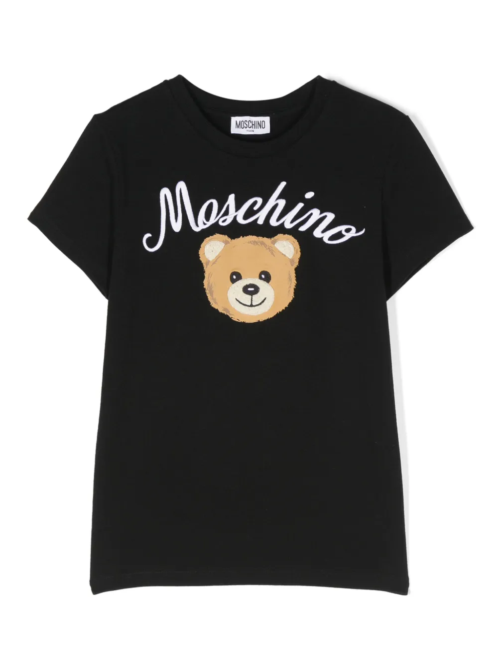 Moschino Kids' Logo-embroidered Cotton T-shirt In Black