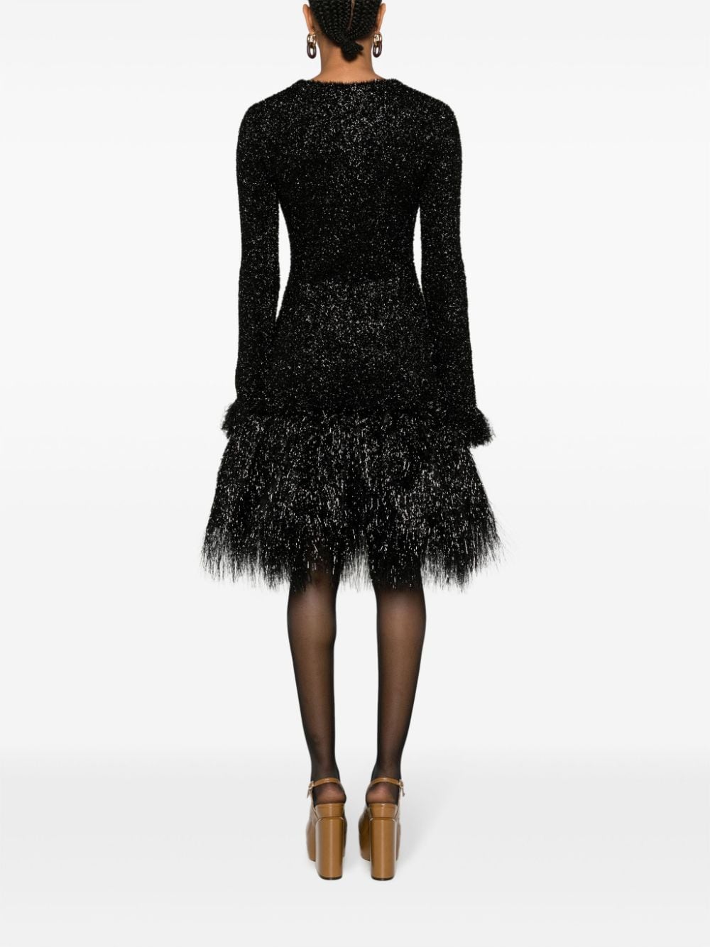 Shop Rabanne Metallic-effect Fringed Minidress In Black