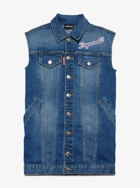 DSQUARED2 KIDS robe sans manches en jean à logo appliqué