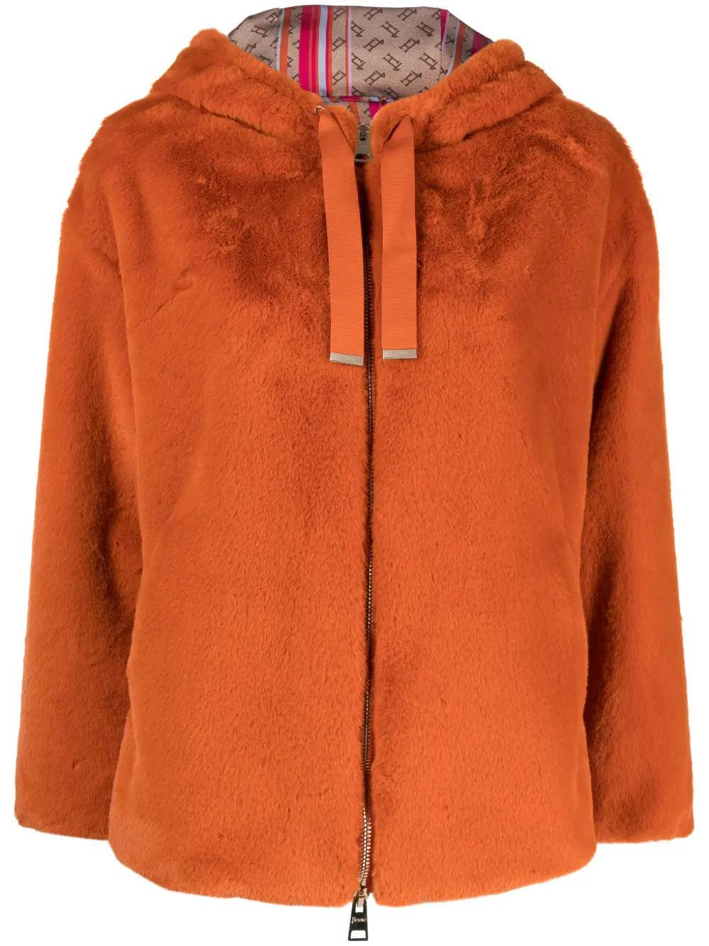 Herno drawstring-hood zip-up jacket | Orange | Image 1