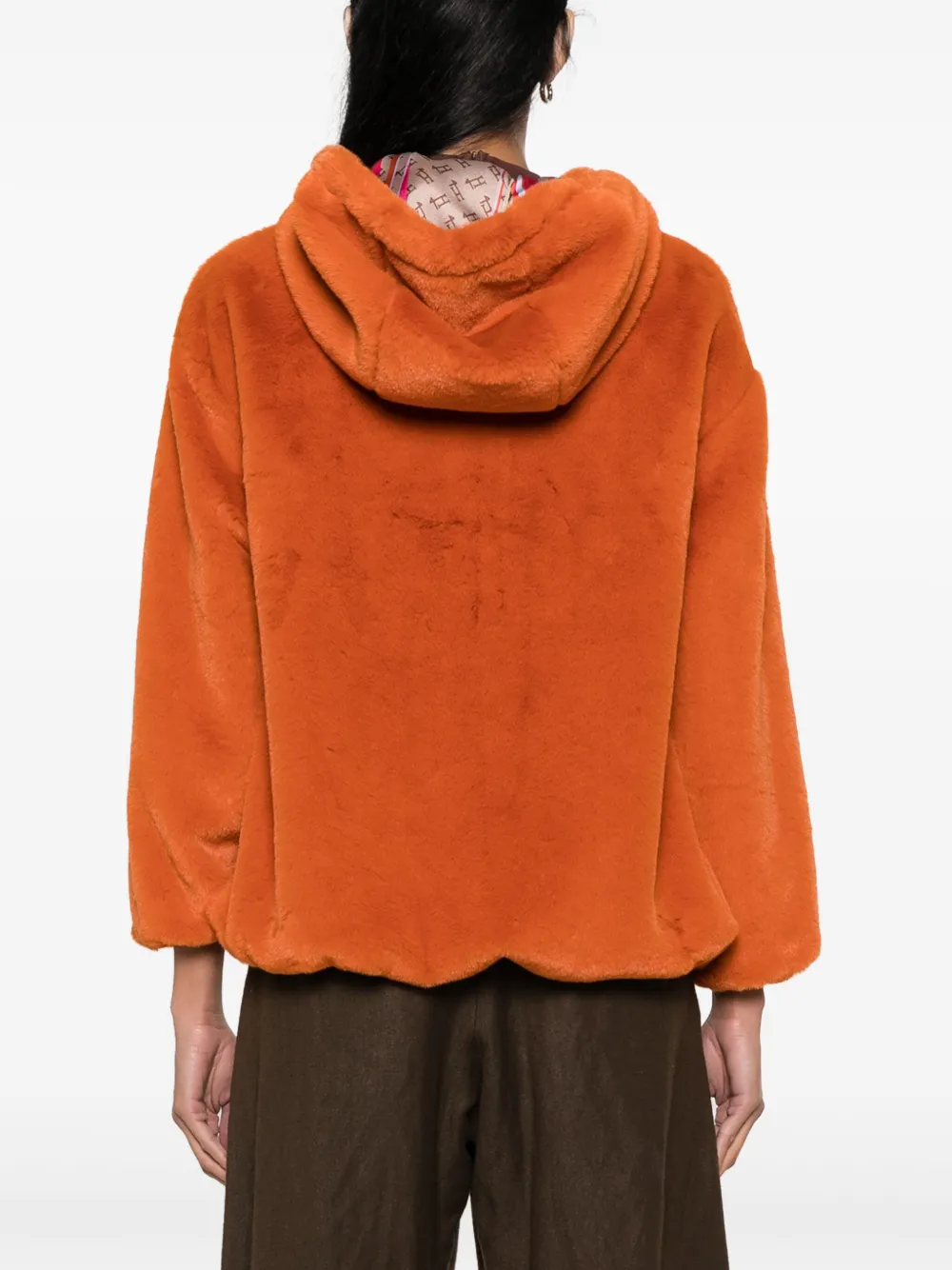 Herno Drawstring-hood Zip-up Jacket In Orange