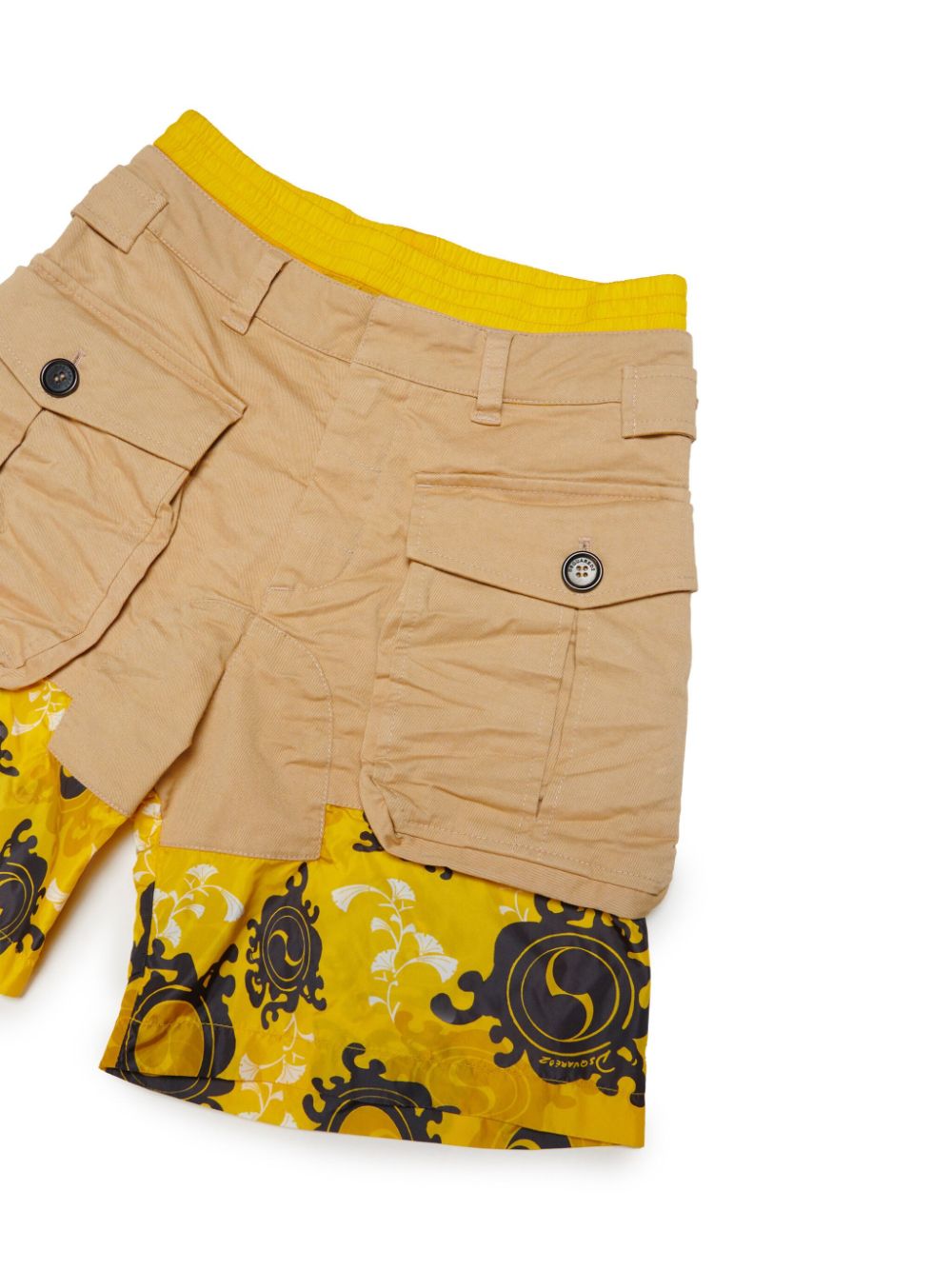 Shop Dsquared2 Abstract-print Layered Shorts In Neutrals
