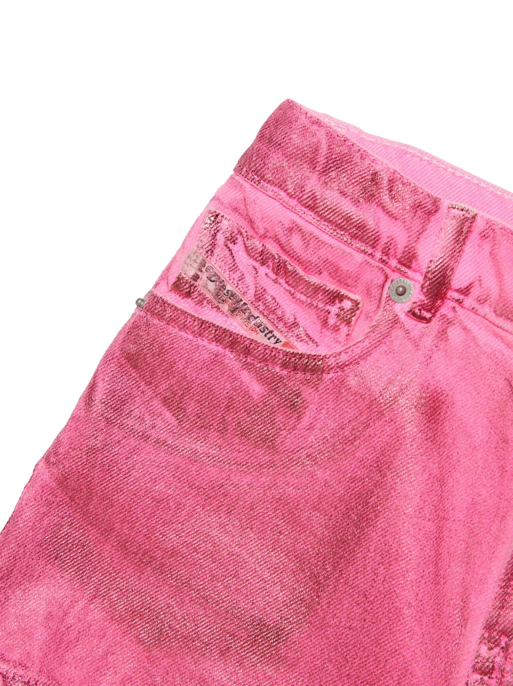 Shop Diesel Coated-finish Cotton Shorts In Pink