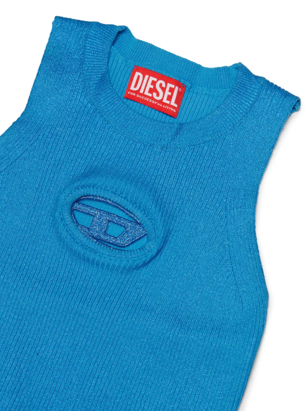 Shop Diesel Oval D Logo Cotton Vest In Blue