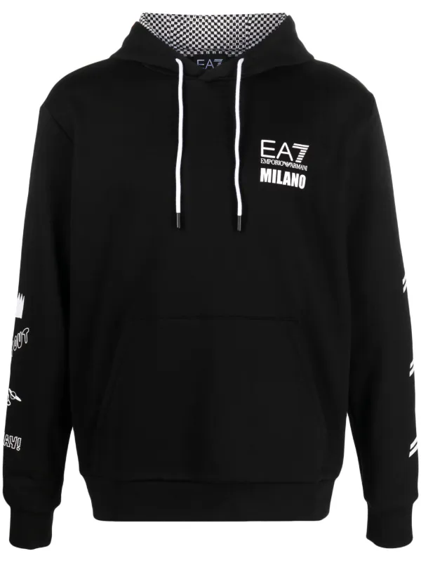 Ea7 emporio armani deals logo hoodie black