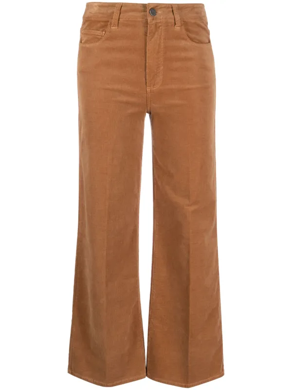PAIGE Leenah Corduroy Cropped Trousers in Brown